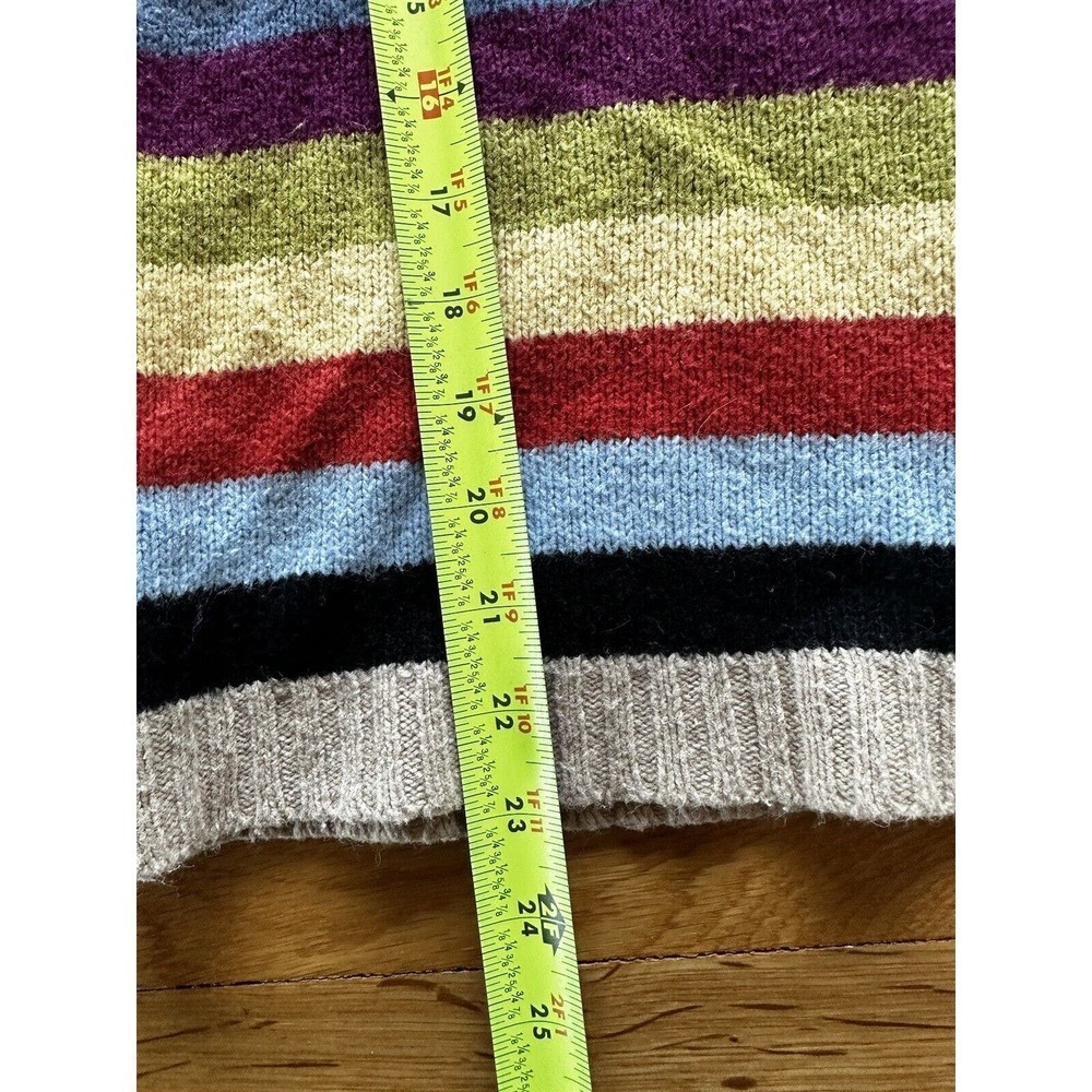 Vtg 90s Rainbow Sweater Women’s Sz XL Wool Blend Stripe Friends Y2K Knit Crew - Picture 7 of 8